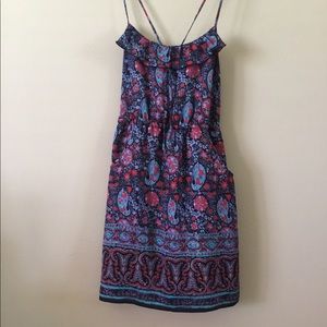 patterned sun dress w/ adjustable staps & pockets